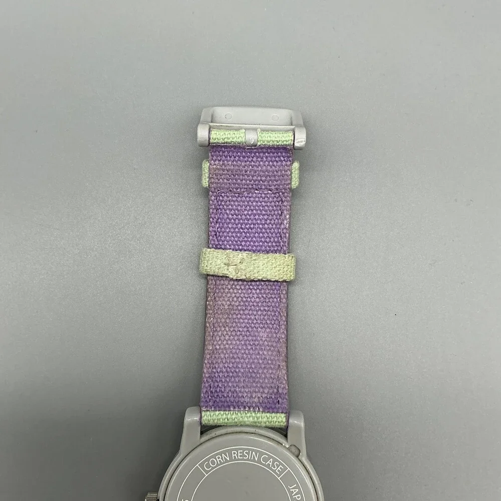 Sprout Girls Watch 38mm Owl MOP Dial Green Gray Case Canvas Strap New Battery